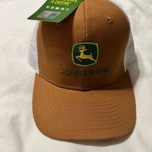 John Deere Brown and White Logo Hat
